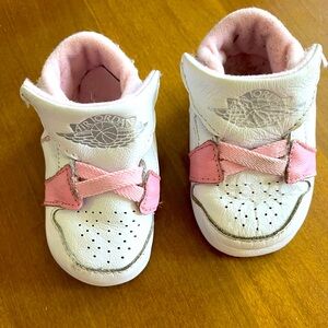 Soft soles pink baby Jordans 9M